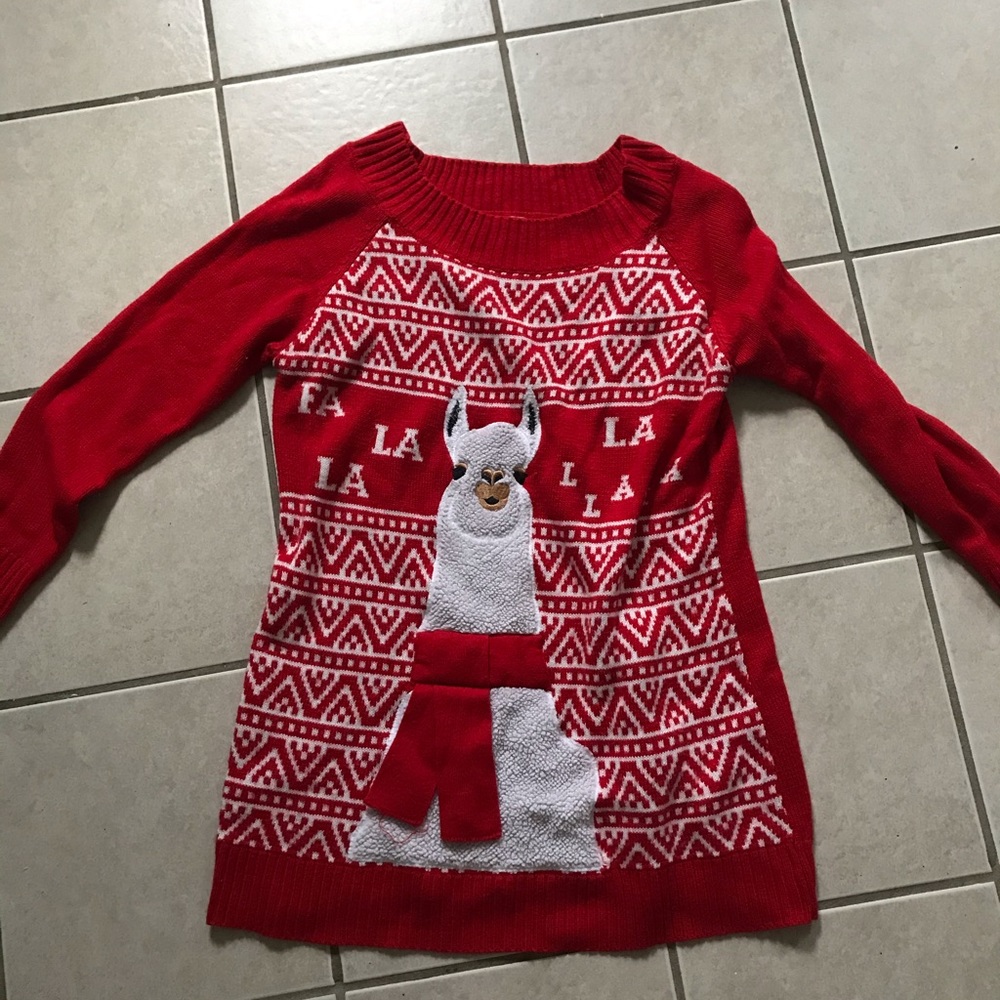 “Ugly Sweater” Christmas Llama Sweater Fa La La
